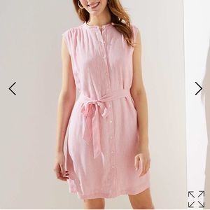 Loft Striped Sleeveless Tie Waist Shirtdress